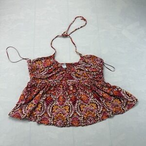 Old Navy Halter Top Womens XL Boho Floral Smocked Flowy Summer